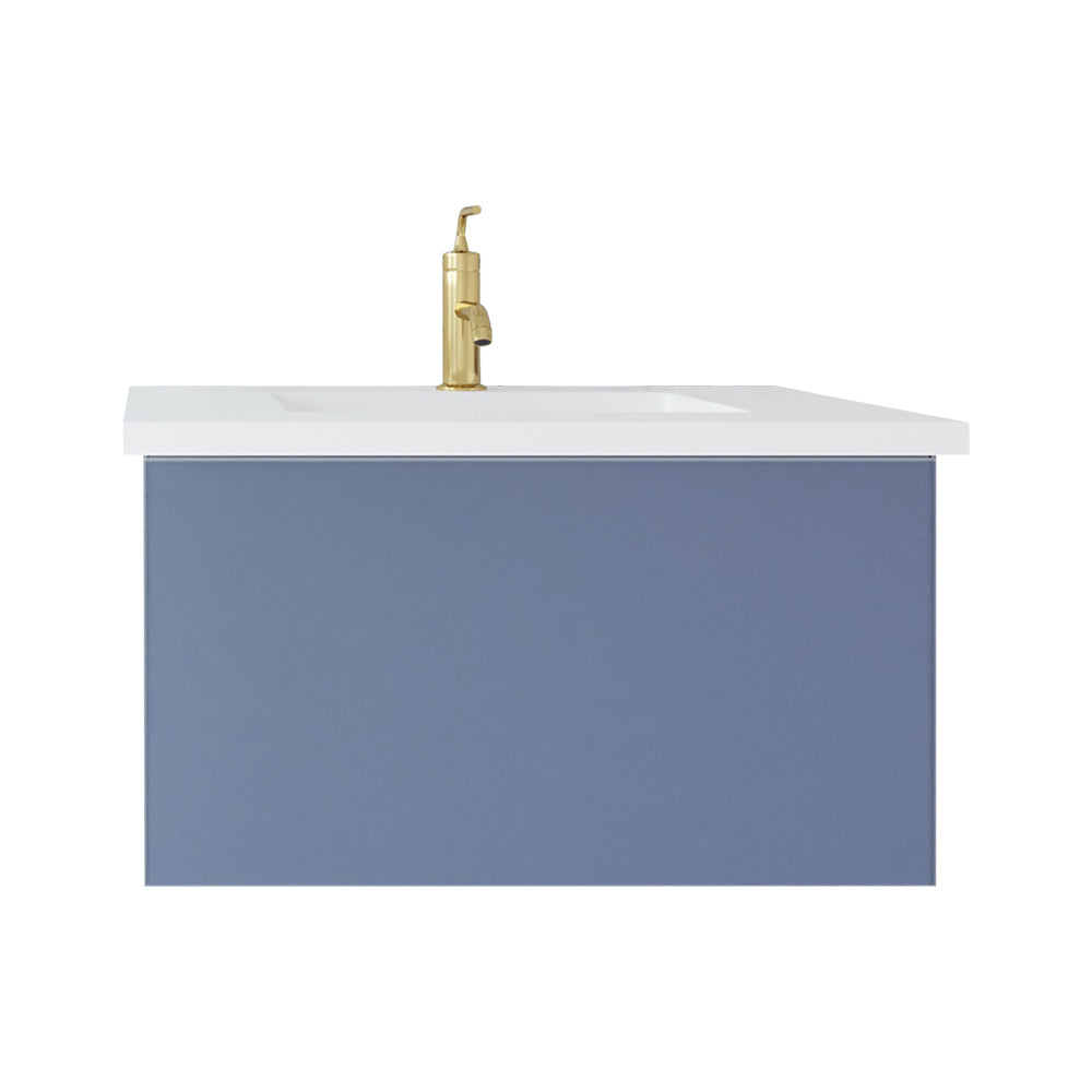 Vitri 30" Nautical Blue Bathroom Vanity with VIVA Stone Matte White Solid Surface Countertop