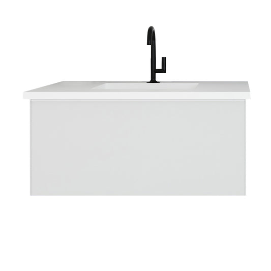 Vitri 36" Cloud White Bathroom Vanity with VIVA Stone Matte White Solid Surface Countertop