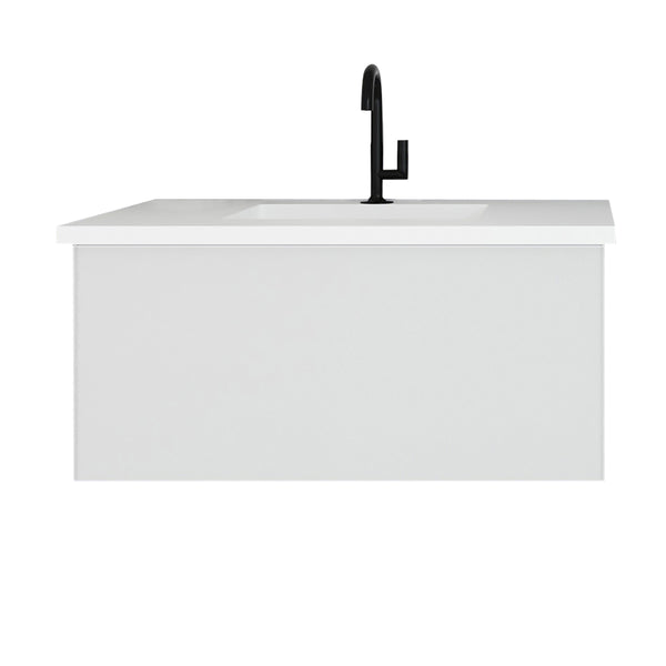 Vitri 36 Cloud White Bathroom Vanity with VIVA Stone Matte White Solid Surface Countertop