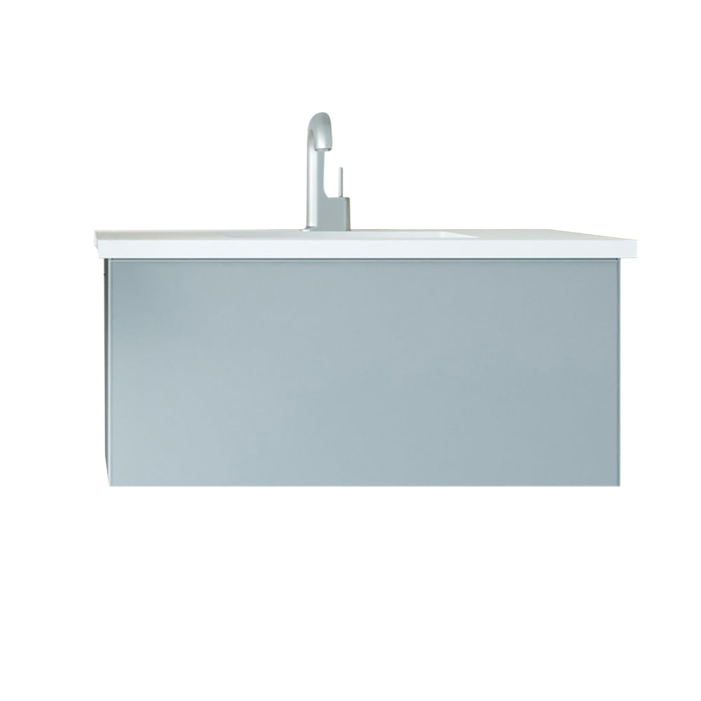 Vitri 36" Fossil Grey Bathroom Vanity with VIVA Stone Matte White Solid Surface Countertop