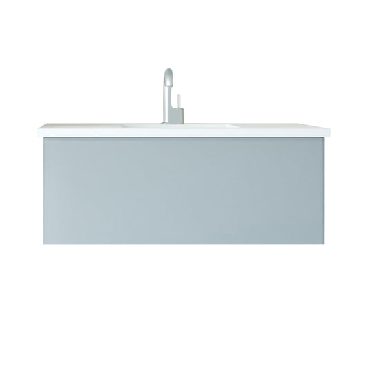 Vitri 42" Fossil Grey Bathroom Vanity with VIVA Stone Matte White Solid Surface Countertop