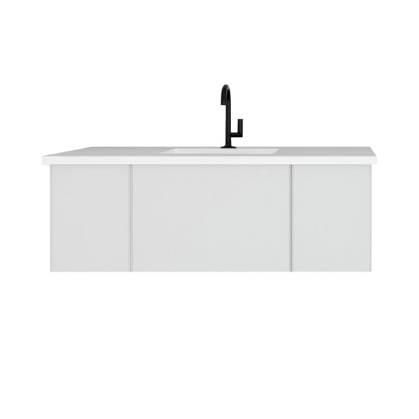 Vitri 48 Cloud White Bathroom Vanity with VIVA Stone Matte White Solid Surface Countertop