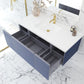 Vitri 48" Nautical Blue Bathroom Vanity with VIVA Stone Matte White Solid Surface Countertop