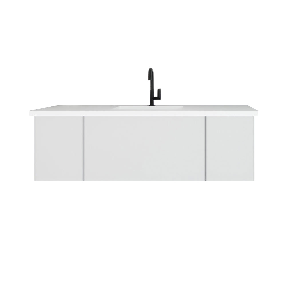 Vitri 54" Cloud White Bathroom Vanity with VIVA Stone Matte White Solid Surface Countertop