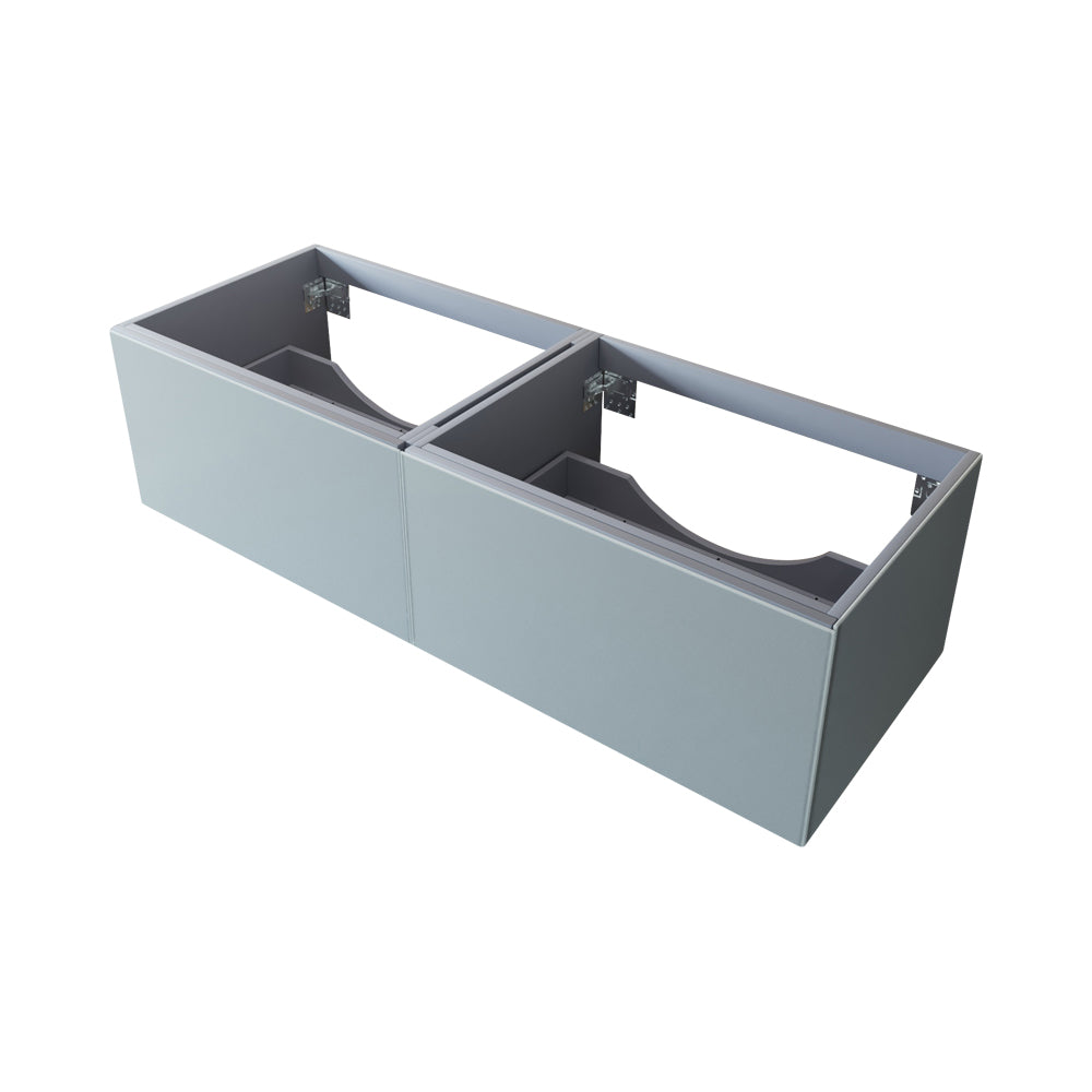 Vitri 60" Fossil Grey Double Sink Wall Hung Bathroom Vanity Cabinet