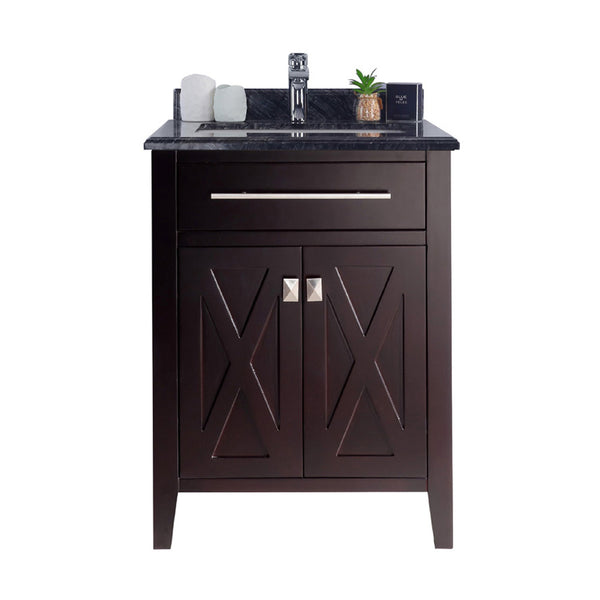 Wimbledon 24 Brown Bathroom Vanity with Black Wood Marble Countertop