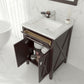 Wimbledon 24" Brown Bathroom Vanity with Black Wood Marble Countertop