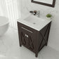 Wimbledon 24" Brown Bathroom Vanity with Matte White VIVA Stone Solid Surface Countertop