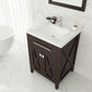 Wimbledon 24" Brown Bathroom Vanity with White Carrara Marble Countertop