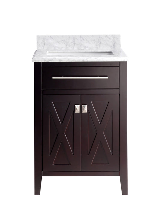 Wimbledon 24" Brown Bathroom Vanity with White Carrara Marble Countertop