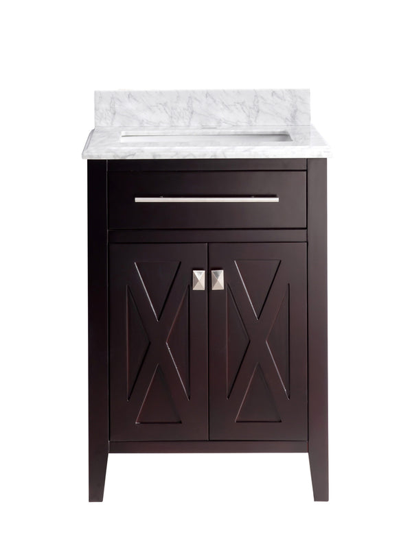 Wimbledon 24 Brown Bathroom Vanity with White Carrara Marble Countertop