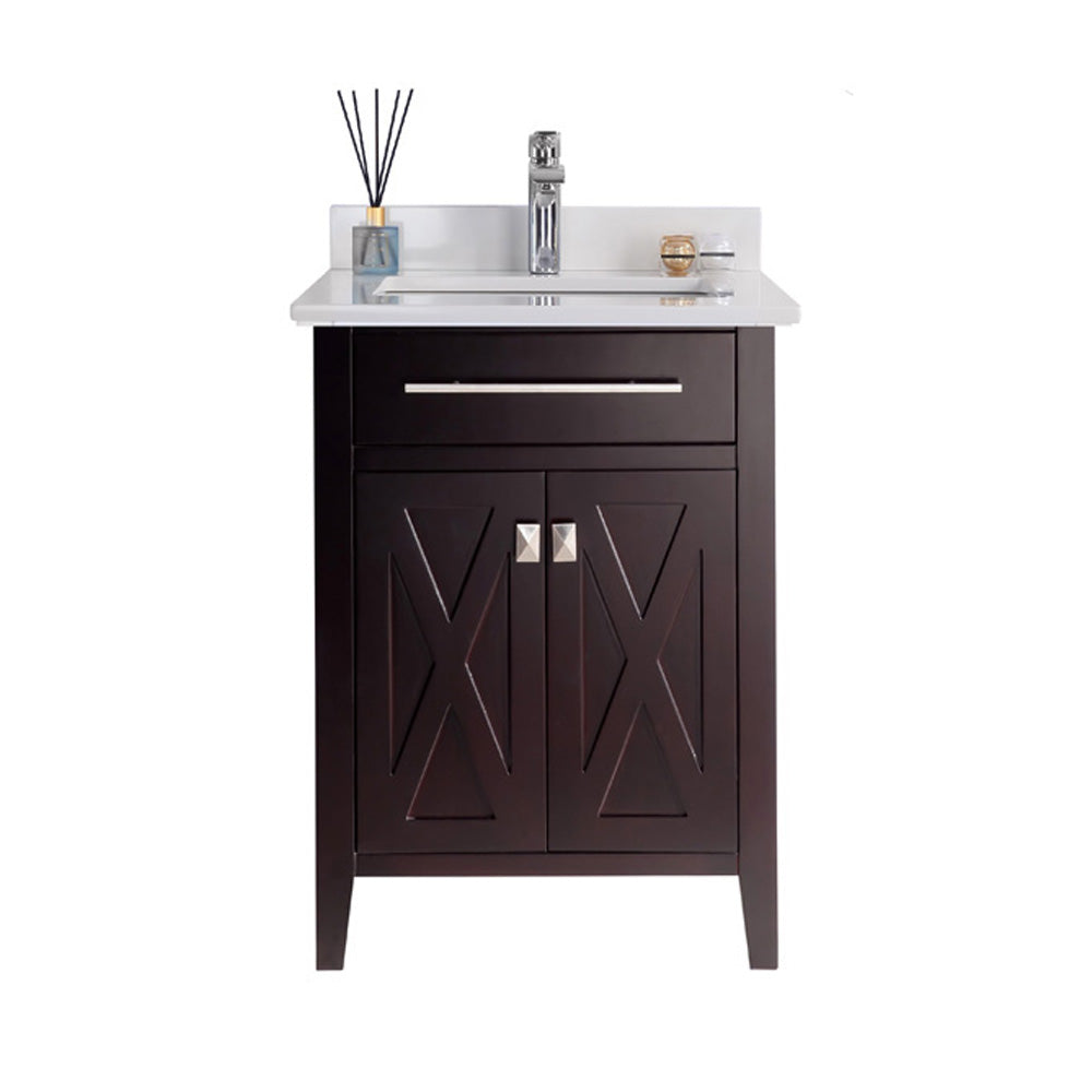 Wimbledon 24" Brown Bathroom Vanity with White Quartz Countertop