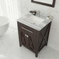 Wimbledon 24" Brown Bathroom Vanity with White Stripes Marble Countertop