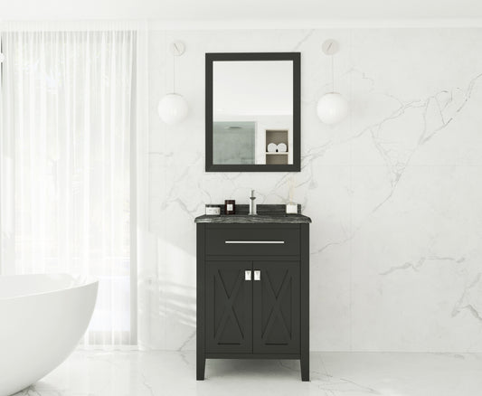 Wimbledon 24" Espresso Bathroom Vanity with Black Wood Marble Countertop