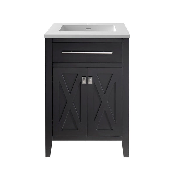 Wimbledon 24 Espresso Bathroom Vanity with Matte White VIVA Stone Solid Surface Countertop