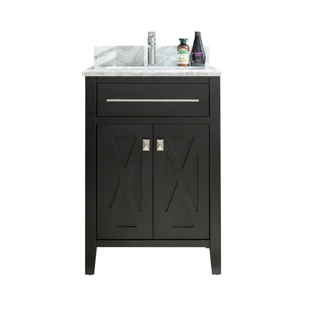 Wimbledon 24" Espresso Bathroom Vanity with White Carrara Marble Countertop