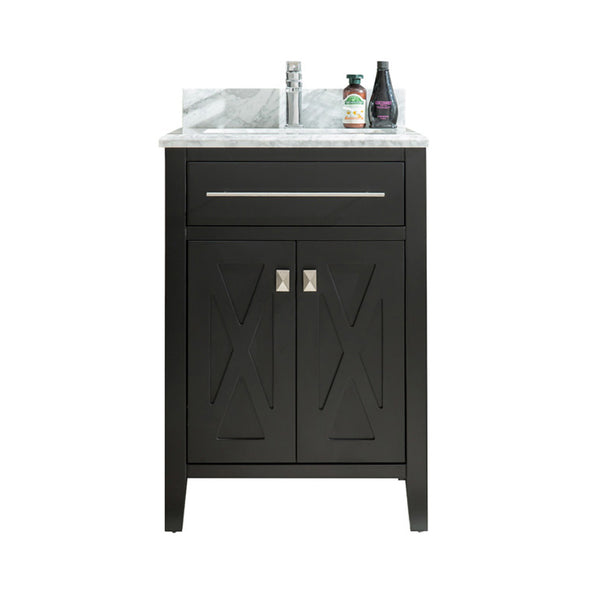 Wimbledon 24 Espresso Bathroom Vanity with White Carrara Marble Countertop