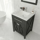 Wimbledon 24" Espresso Bathroom Vanity with White Carrara Marble Countertop