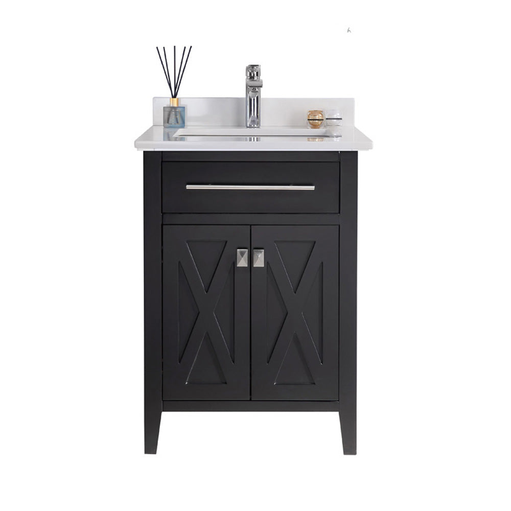 Wimbledon 24" Espresso Bathroom Vanity with White Quartz Countertop