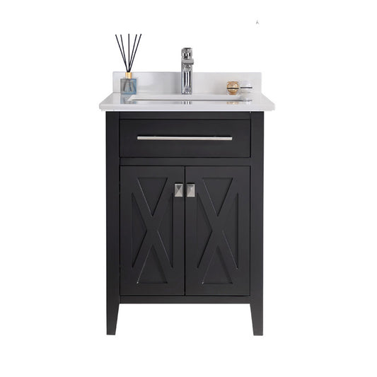 Wimbledon 24" Espresso Bathroom Vanity with White Quartz Countertop