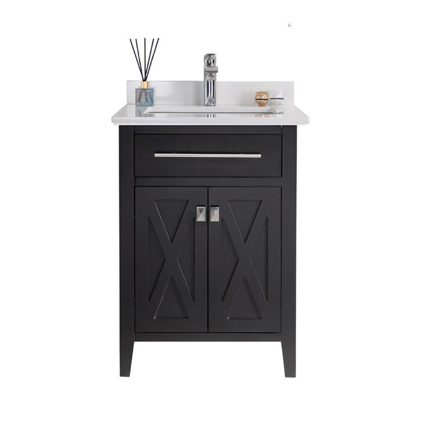 Wimbledon 24 Espresso Bathroom Vanity with White Quartz Countertop