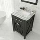 Wimbledon 24" Espresso Bathroom Vanity with White Stripes Marble Countertop