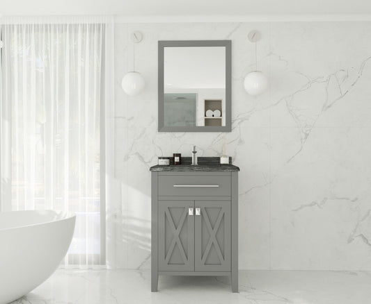 Wimbledon 24" Grey Bathroom Vanity with Black Wood Marble Countertop