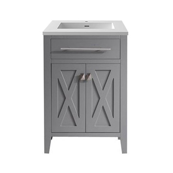 Wimbledon 24 Grey Bathroom Vanity with Matte White VIVA Stone Solid Surface Countertop