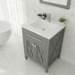 Wimbledon 24" Grey Bathroom Vanity with Matte White VIVA Stone Solid Surface Countertop