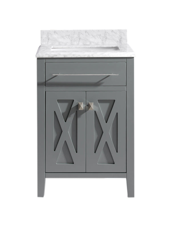 Wimbledon 24 Grey Bathroom Vanity with White Carrara Marble Countertop