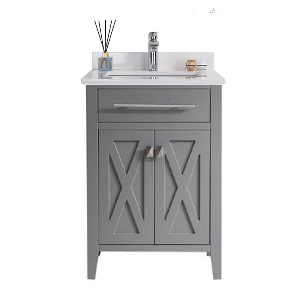 Wimbledon 24" Grey Bathroom Vanity with White Quartz Countertop