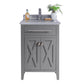 Wimbledon 24" Grey Bathroom Vanity with White Stripes Marble Countertop