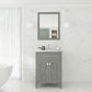 Wimbledon 24" Grey Bathroom Vanity with White Stripes Marble Countertop