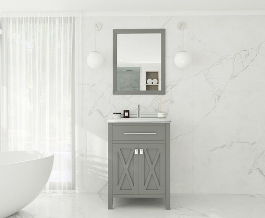 Wimbledon 24" Grey Bathroom Vanity with White Stripes Marble Countertop