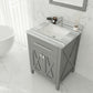 Wimbledon 24" Grey Bathroom Vanity with White Stripes Marble Countertop