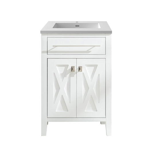 Wimbledon 24" White Bathroom Vanity with Matte White VIVA Stone Solid Surface Countertop