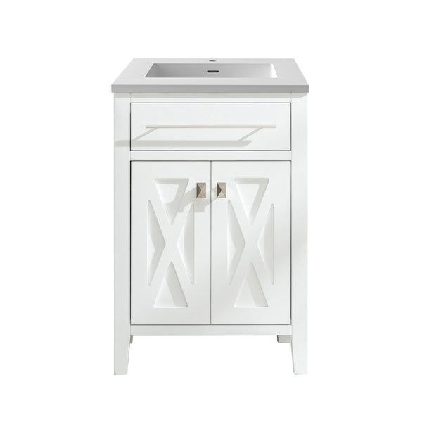 Wimbledon 24 White Bathroom Vanity with Matte White VIVA Stone Solid Surface Countertop