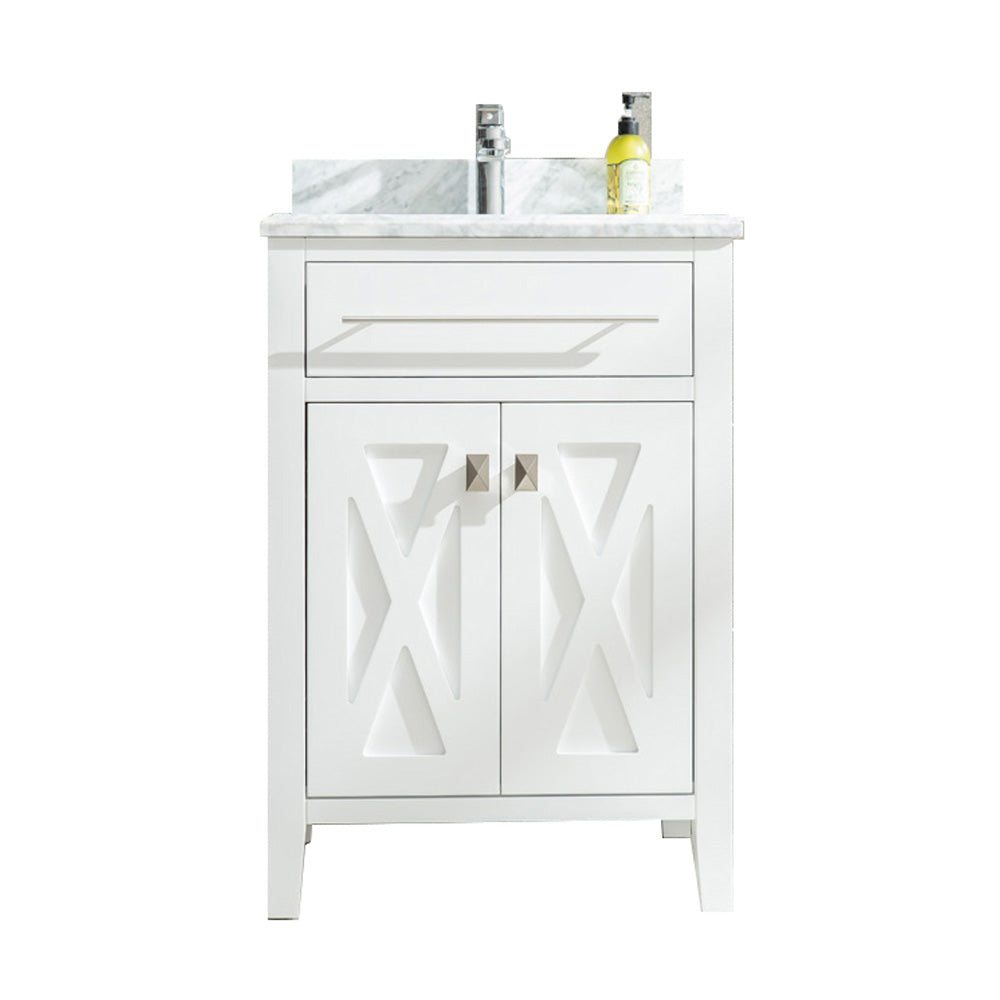 Wimbledon 24" White Bathroom Vanity with White Carrara Marble Countertop