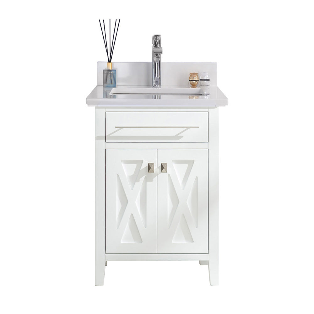 Wimbledon 24" White Bathroom Vanity with White Quartz Countertop