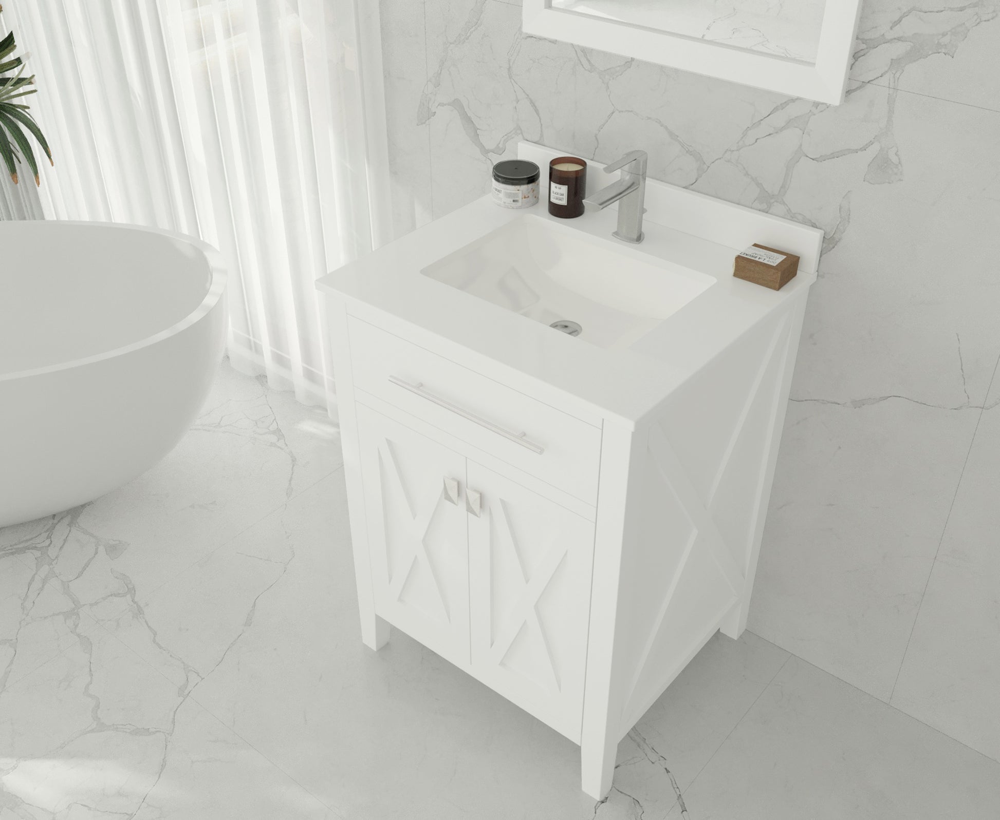 Wimbledon 24" White Bathroom Vanity with White Quartz Countertop