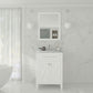 Wimbledon 24" White Bathroom Vanity with White Stripes Marble Countertop