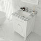 Wimbledon 24" White Bathroom Vanity with White Stripes Marble Countertop