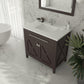 Wimbledon 36" Brown Bathroom Vanity with Matte White VIVA Stone Solid Surface Countertop