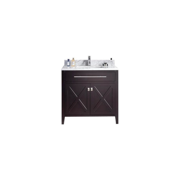 Wimbledon 36 Brown Bathroom Vanity with White Carrara Marble Countertop