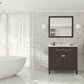 Wimbledon 36" Brown Bathroom Vanity with White Carrara Marble Countertop