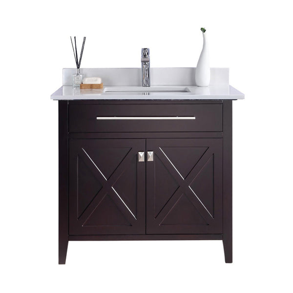 Wimbledon 36 Brown Bathroom Vanity with White Quartz Countertop