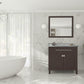 Wimbledon 36" Brown Bathroom Vanity with White Stripes Marble Countertop