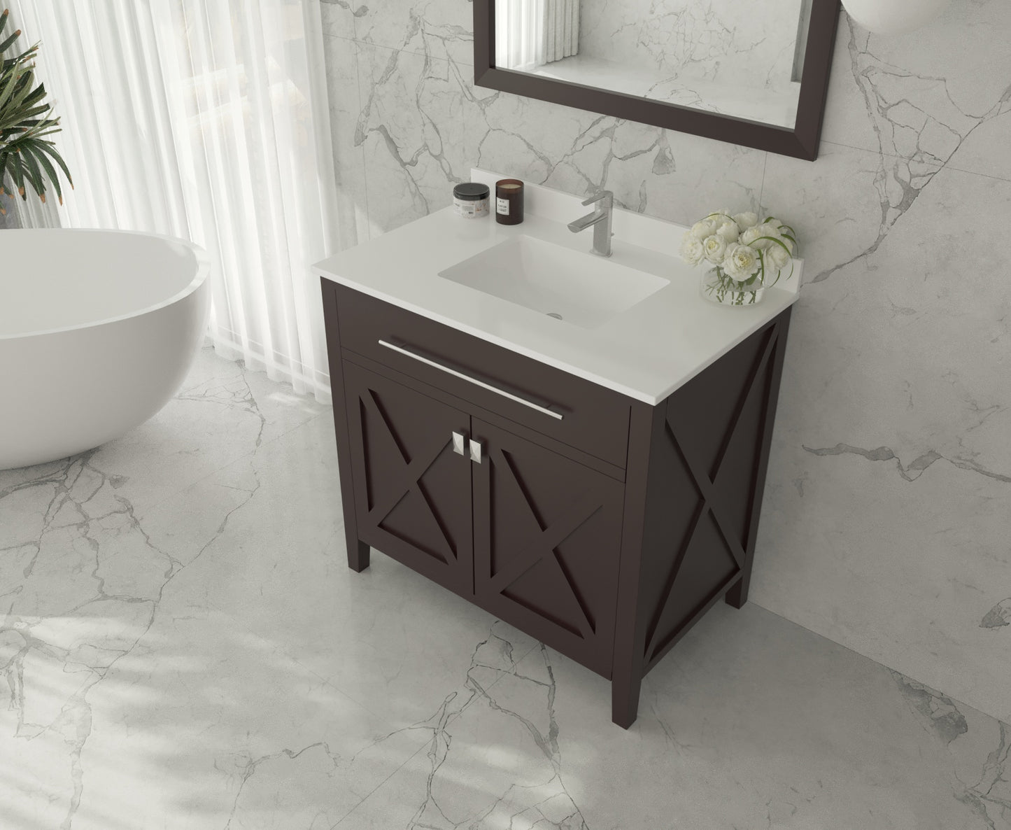 Wimbledon 36" Brown Bathroom Vanity Cabinet