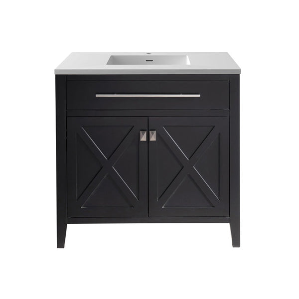 Wimbledon 36 Espresso Bathroom Vanity with Matte White VIVA Stone Solid Surface Countertop