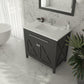 Wimbledon 36" Espresso Bathroom Vanity with Matte White VIVA Stone Solid Surface Countertop